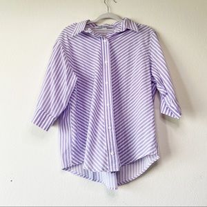 Vintage 80s Purple Striped Button-up Blouse